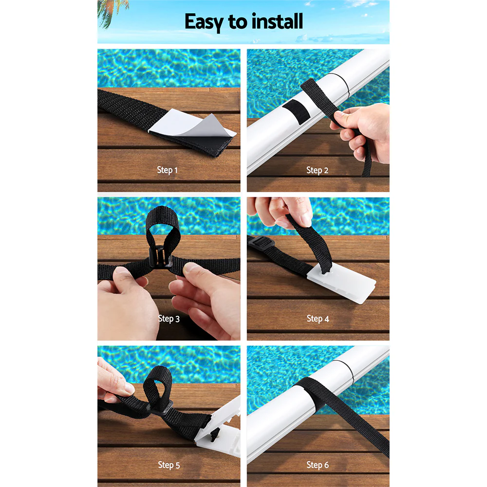 Pool Cover Roller Attachment Straps Kit 8-pieces for Swimming Solar Pool - Nurns