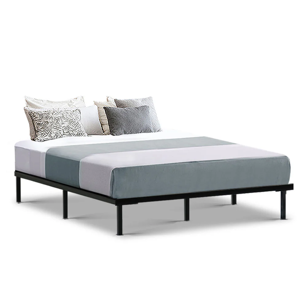 Dane Metal Bed Frame Base Platform - Black Queen - Nurns