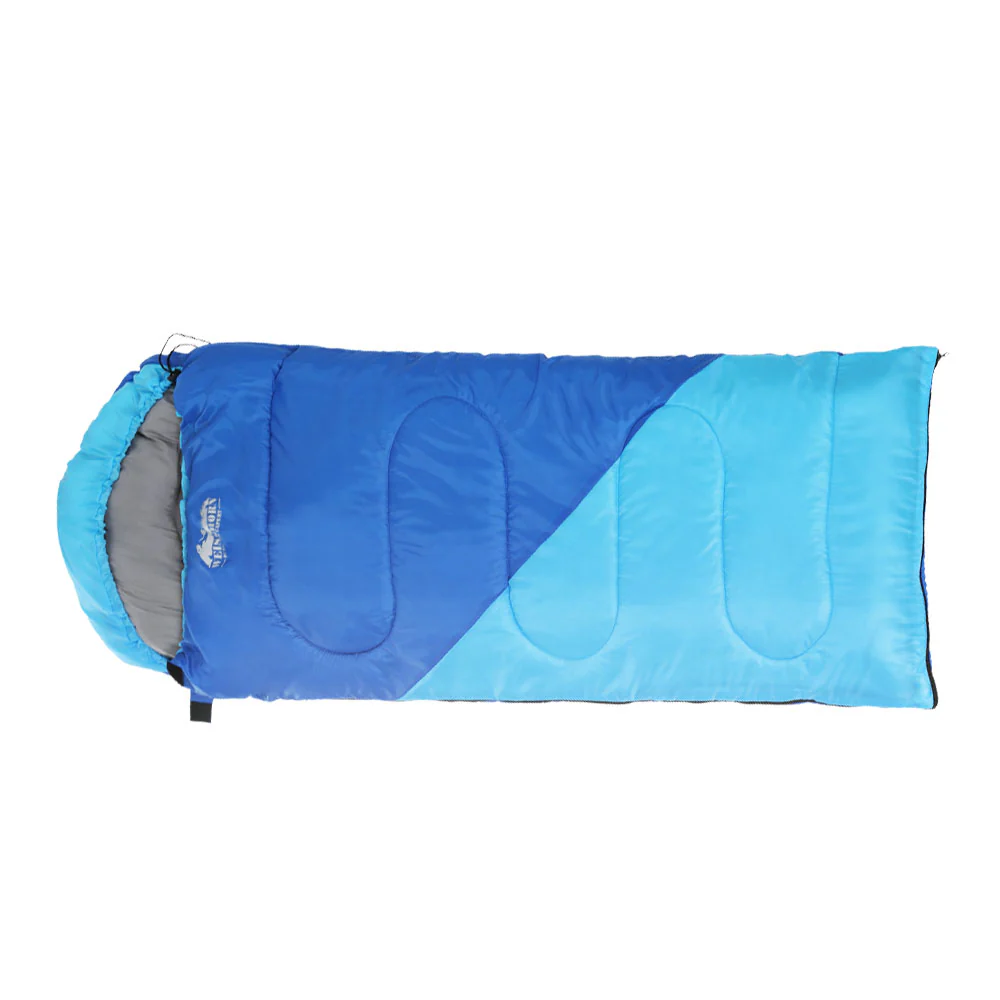 Sleeping Bag Kids Single 172cm Thermal Camping Hiking Blue - Nurns