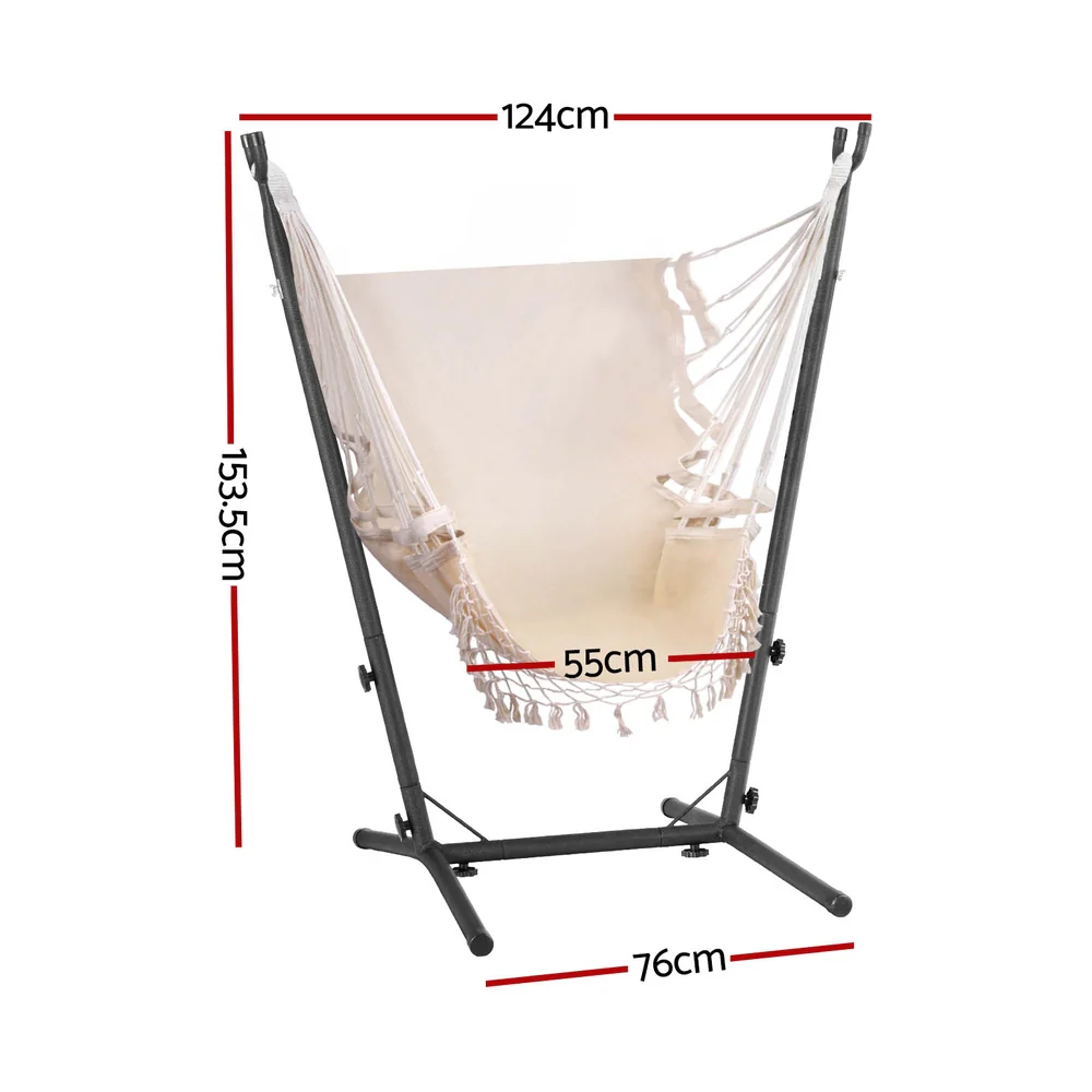 Hammock Chair Outdoor Camping Hanging with Stand - Cream - Nurns