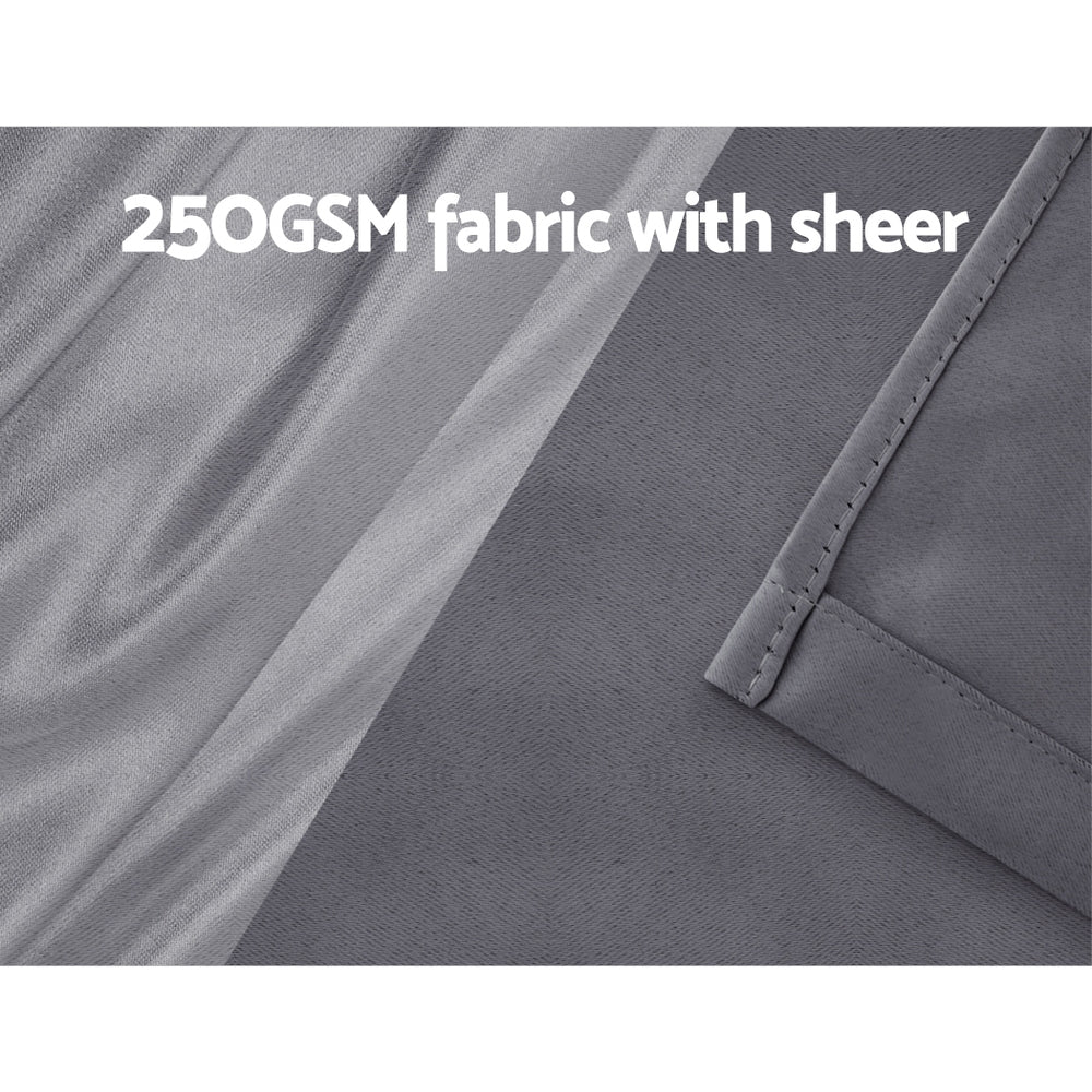 Set of 2 132x242cm Blockout Sheer Curtains Charcoal - Nurns