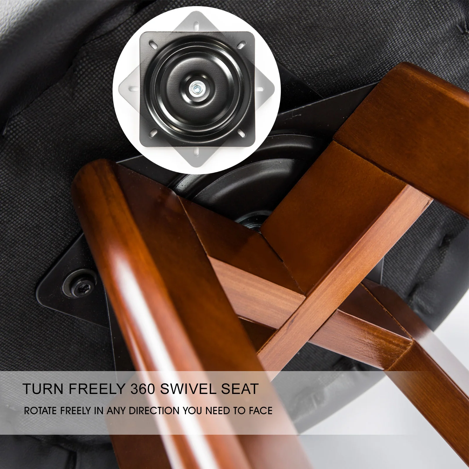 Set of 4 Coventry Wooden Bar Stool Dining Chair Leather - Black & Brown - Nurns