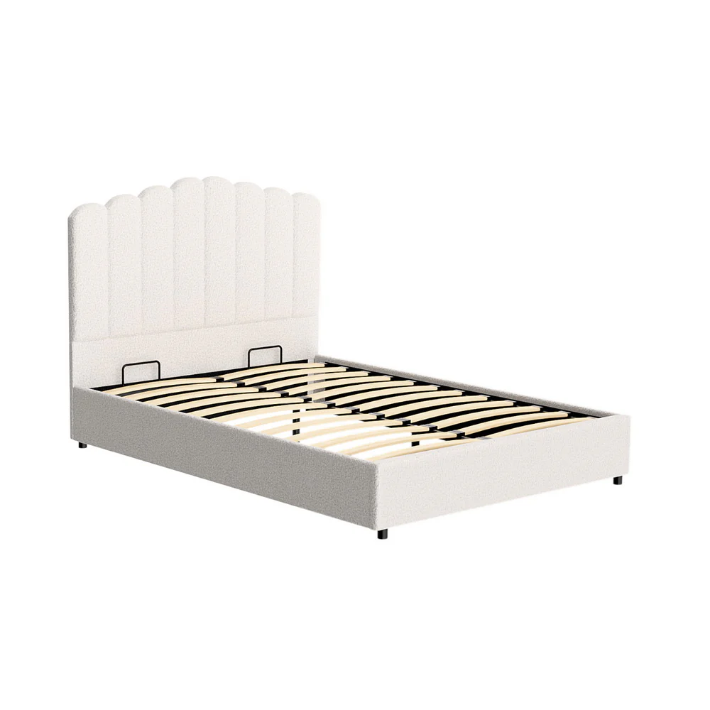 Fiona Bed Frame Bouclé - Beige Double - Nurns