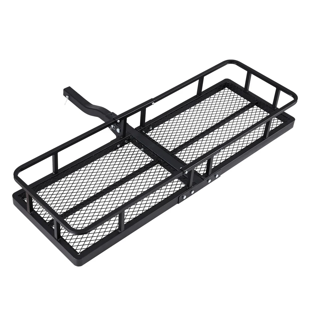 Universal Car Roof Rack Foldable Hitch Basket Cargo Carrier 152cm Black - Nurns