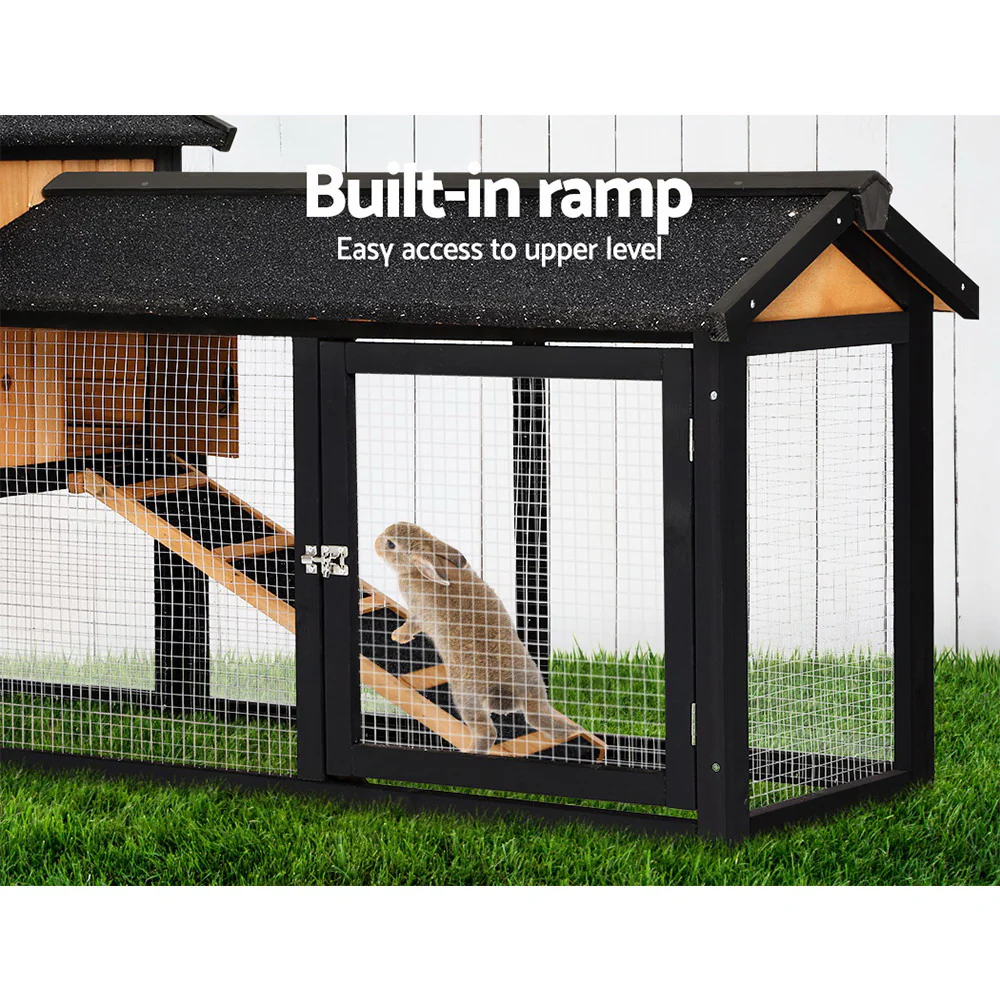 Chicken Coop Rabbit Hutch Wooden Cage Pet Hutch 165cm x 52cm x 86cm - Nurns
