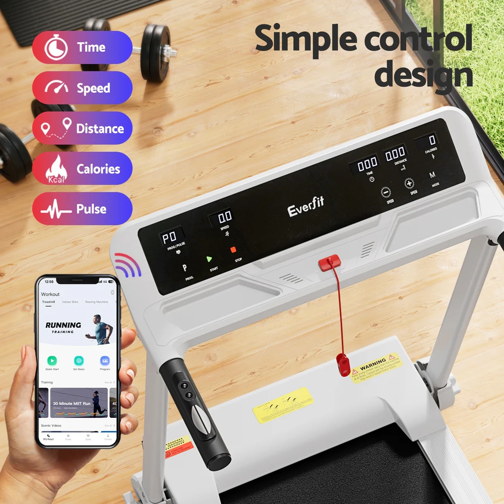 Everfit Treadmill Electric Home Gym Fitness Exercise Knob Foldable 450mm White - Nurns