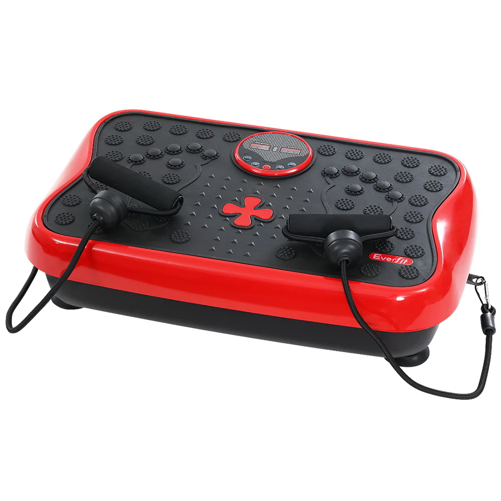 Everfit Vibration Machine Platform Vibrator with Resistance Rope Home Gym Red - Nurns