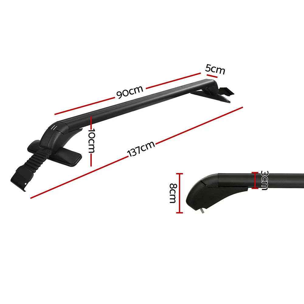 Universal Car Roof Rack Cross Bars 90cm Aluminium Adjustable Lockable 75kg Clamps - Nurns