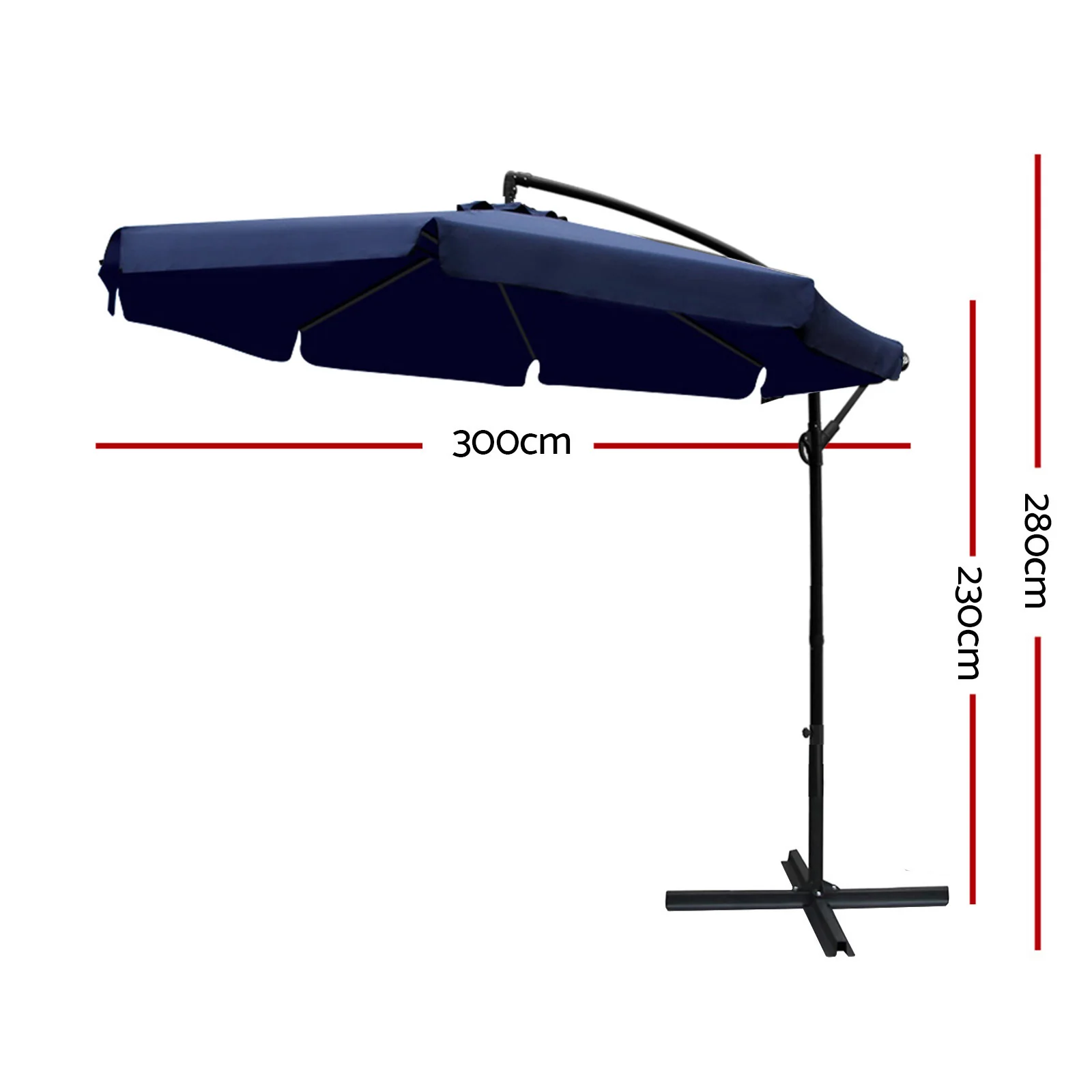 Instahut 3m Outdoor Umbrella Cantilever Garden Beach Patio Navy - Nurns