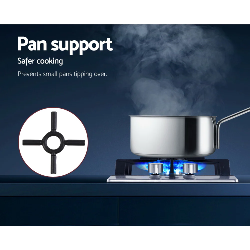 Devanti Gas Cooktop 30cm 2 Burner Silver - Nurns