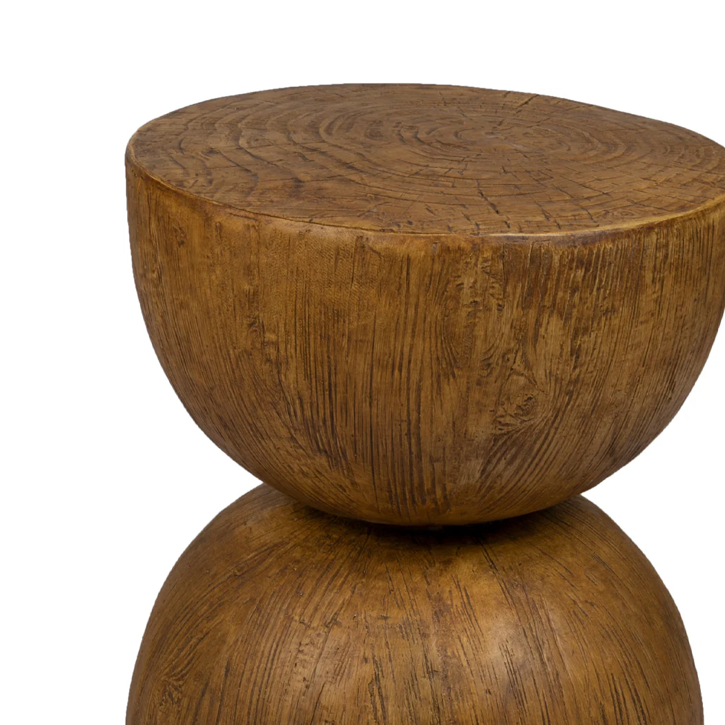 Iskander 40cm Side End Table Terrazzo Hourglass Magnesia Stool Stand Top - Oak - Nurns