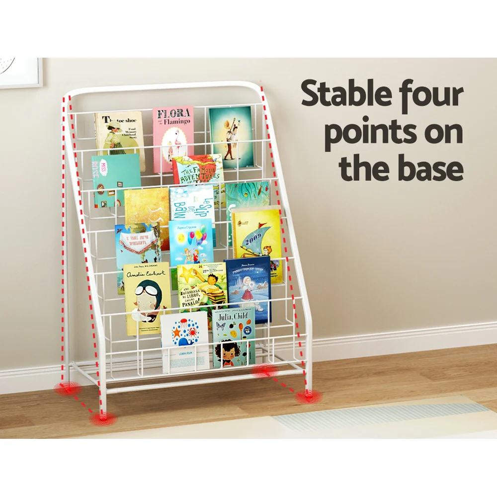 6 Tiers Kids Bookshelf Magazine Rack Children Bookcase Organiser Foldable - Nurns