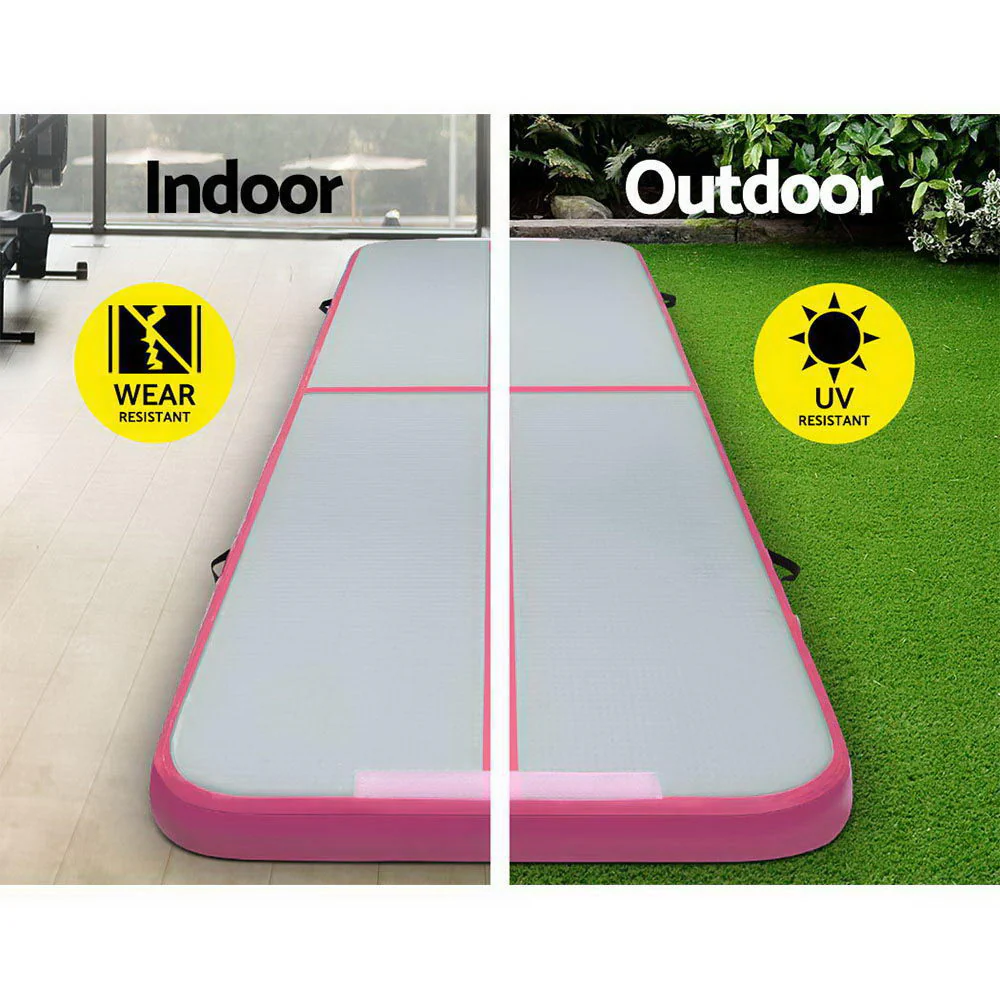 Everfit GoFun 3X1M Inflatable Air Track Mat with Pump Tumbling Gymnastics Pink - Nurns