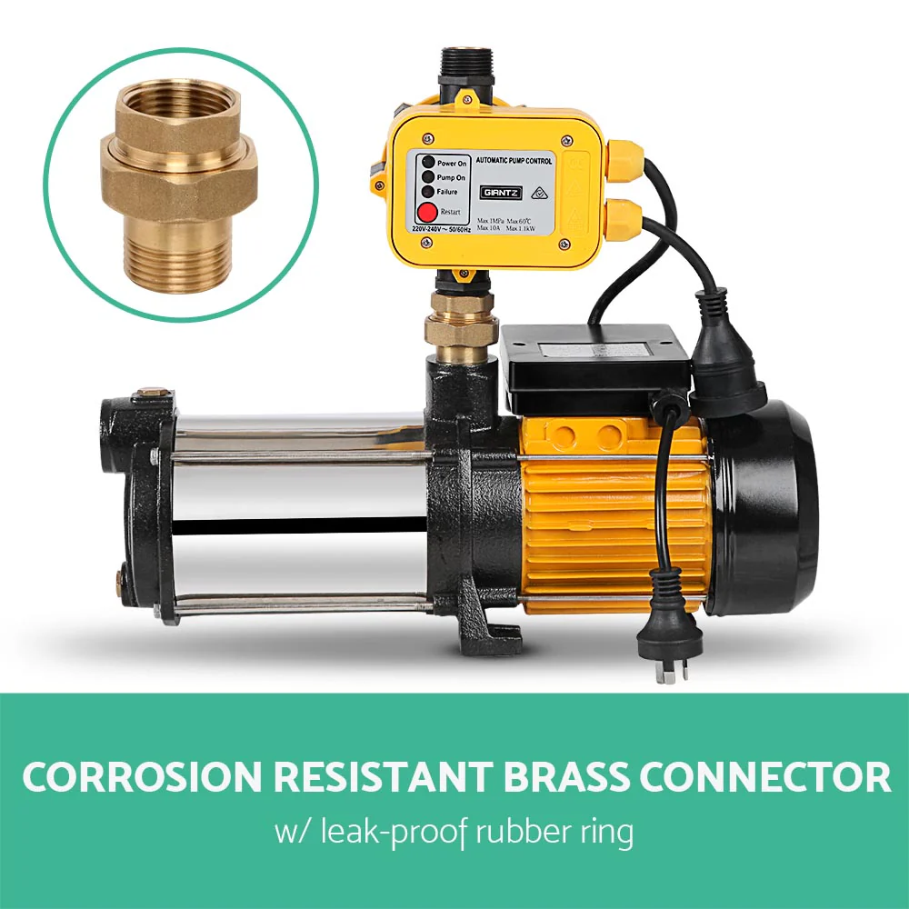 Garden Water Pump High Pressure 2000W 4-Stage Tank Irrigation - Yellow - Nurns