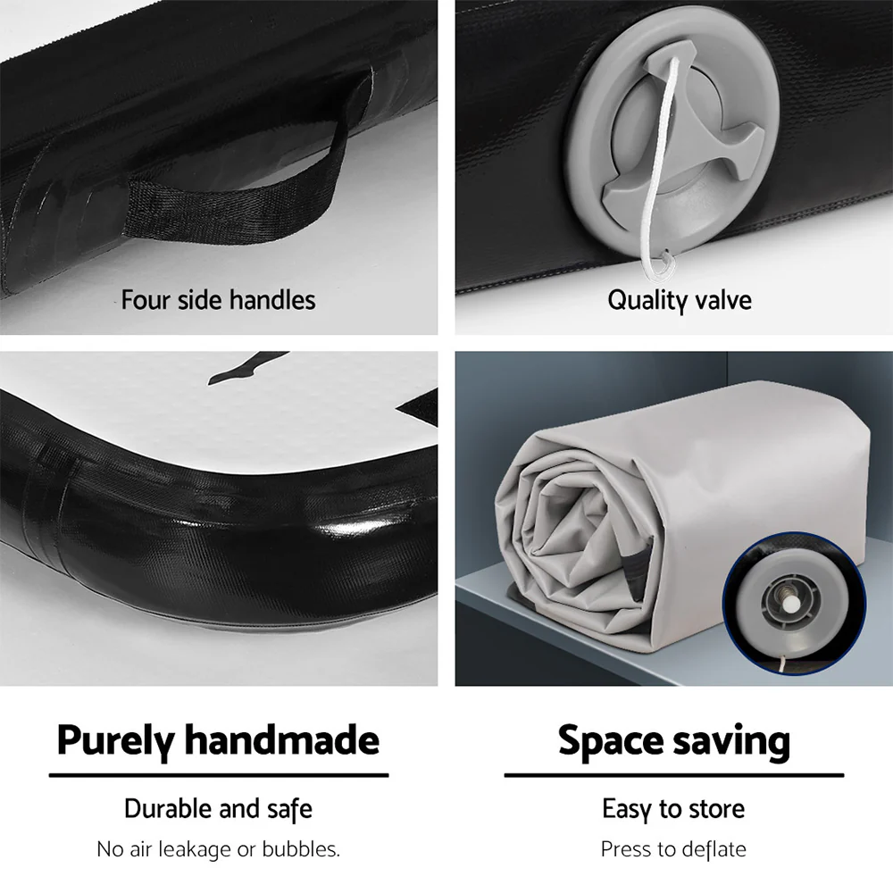 Everfit 3M Air Track Gymnastics Tumbling Mat Exercise Cheerleading Unique Black - Nurns