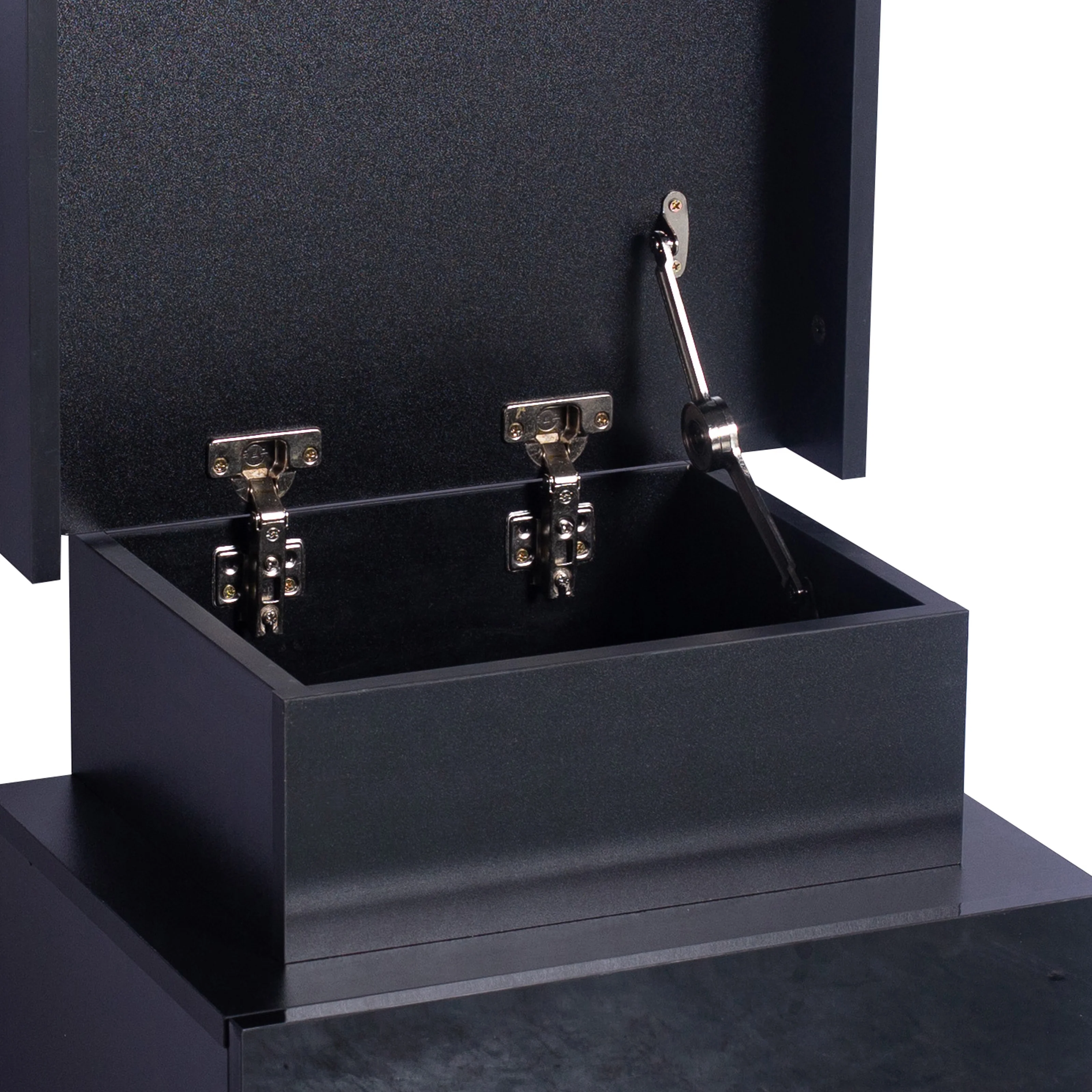 Inuvik LED Bedside Tables RGB LED Side Table High Gloss Nightstand Cabinet with 2 Drawers - Black - Nurns