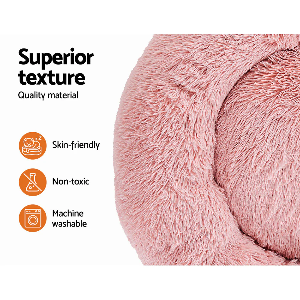 LARGE Dog Beds Pet 90cm Calming Soft Plush - Pink - Nurns