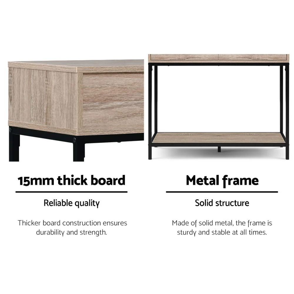 Hallway Console Table Hall Side Entry Display Desk Drawer Storage Oak - Nurns