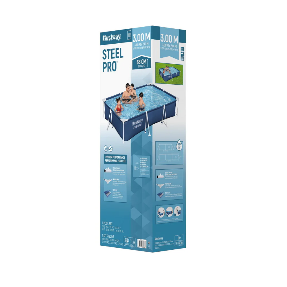 Bestway Swimming Pool 221x150x43cm Steel Frame Above Ground Pools 1200L - Nurns