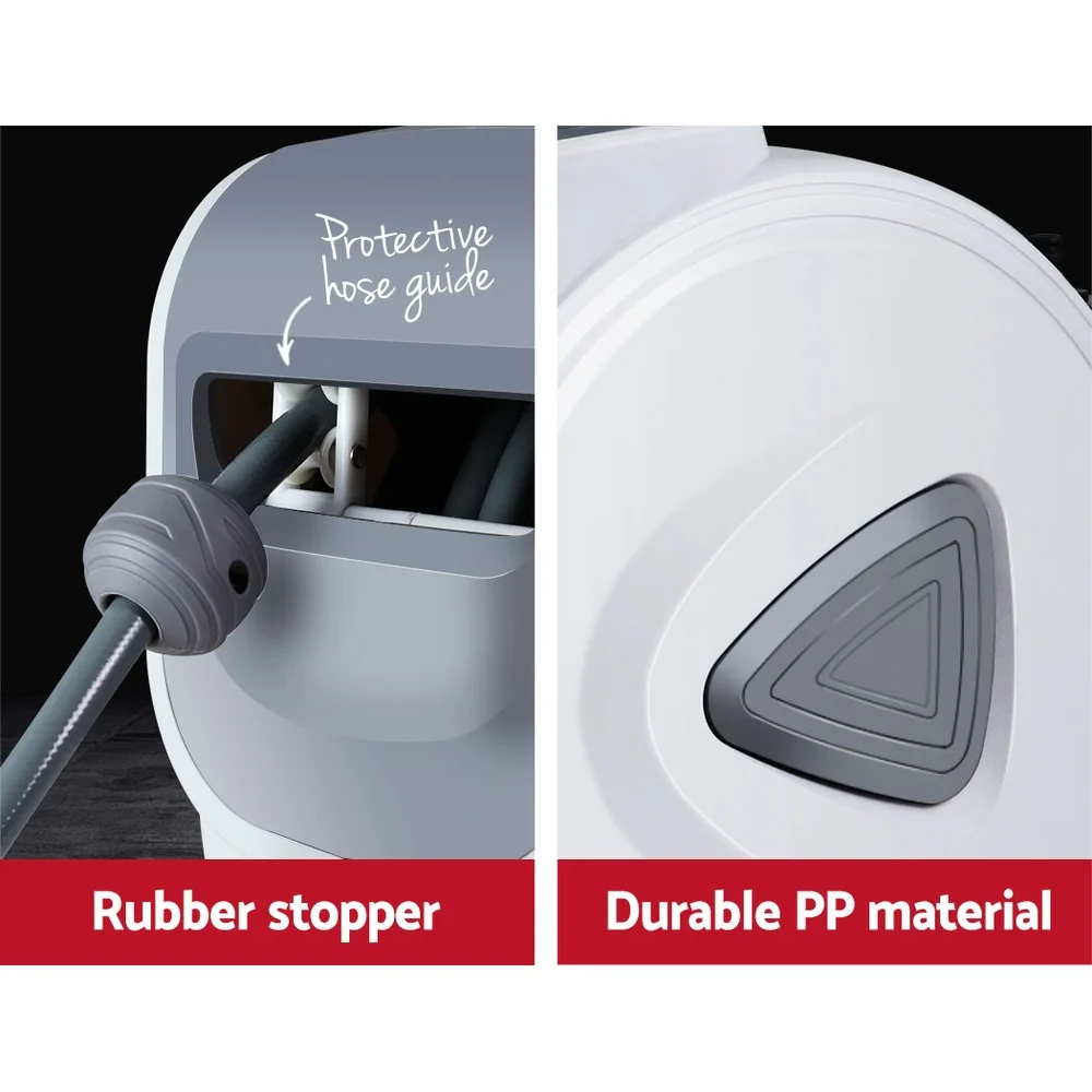 Air Hose Reel 20m Retractable Rewind Swivel Wall Mount Compressor Garage - Nurns