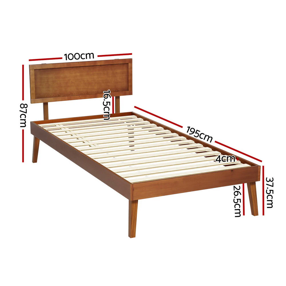 Zoisite Bed & Mattress Package with 32cm Mattress - Walnut Single - Nurns