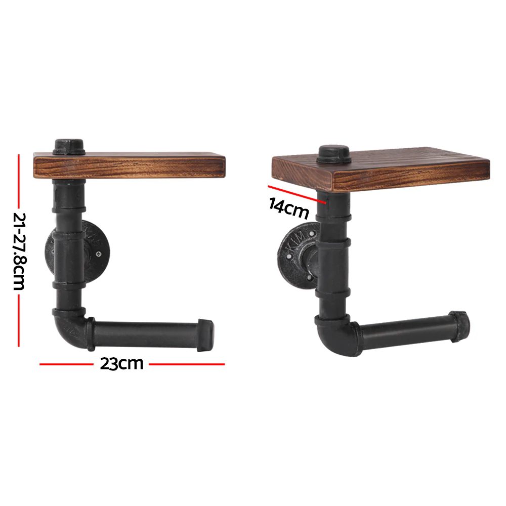 Artiss Floating DIY Pipe Shelf Toilet Paper Holder - Nurns