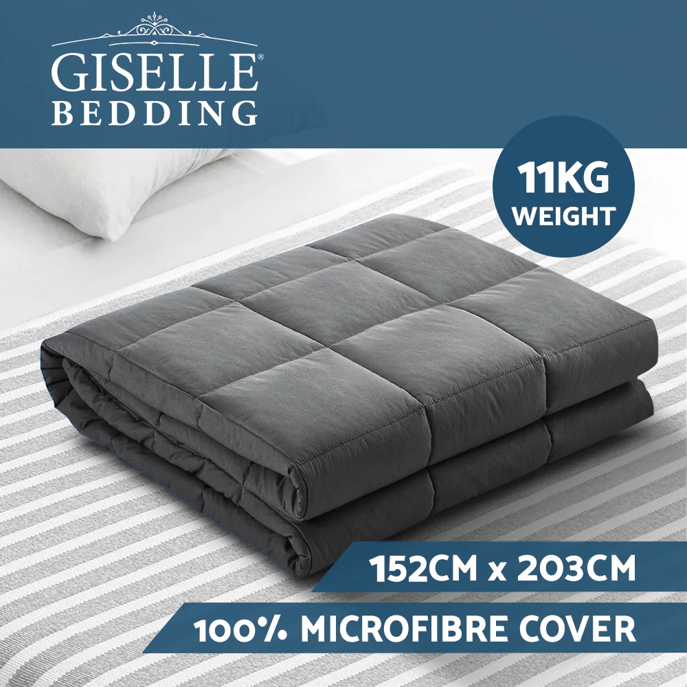 Wrigley Weighted Throw Soft Blanket 11KG Heavy Gravity Adult Deep Sleep Ralax Washable - Dark Grey - Nurns