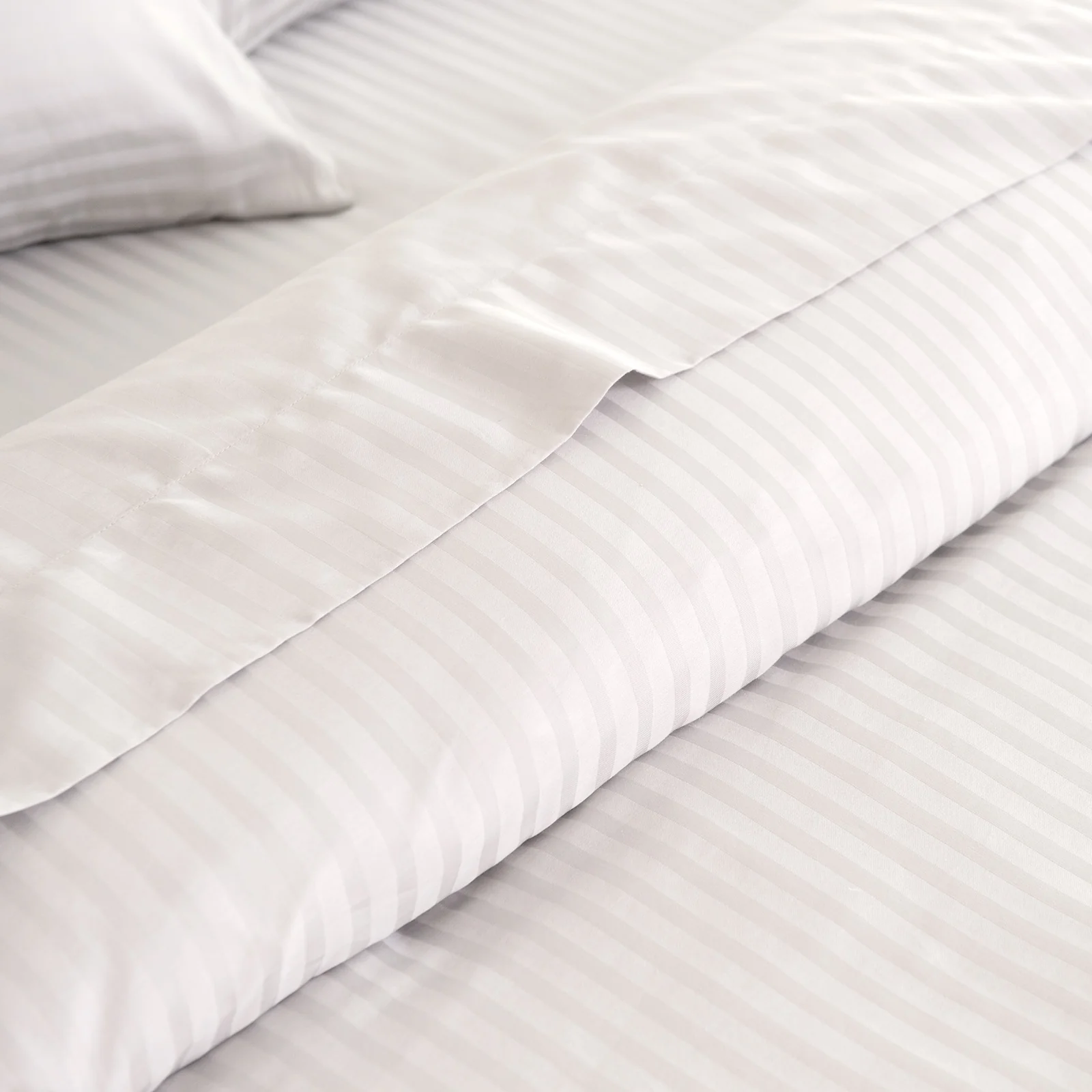 Queen Kensington 1200TC Cotton Sheet Set Stripe - White - Nurns