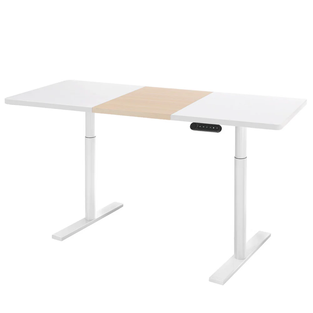 Artiss Standing Desk Motorised Electric Dual Motor 140cm White Pine - Nurns