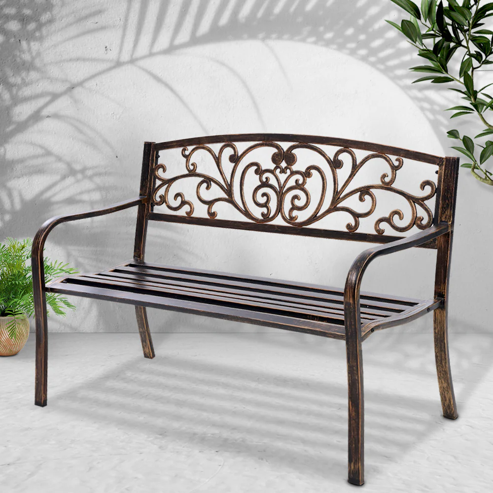 Calliope Cast Iron Garden Bench - Bronze - Nurns