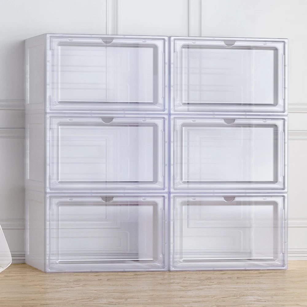 Artiss Shoe Box DIY Set of 6 Stackable Magnetic Door - Nurns