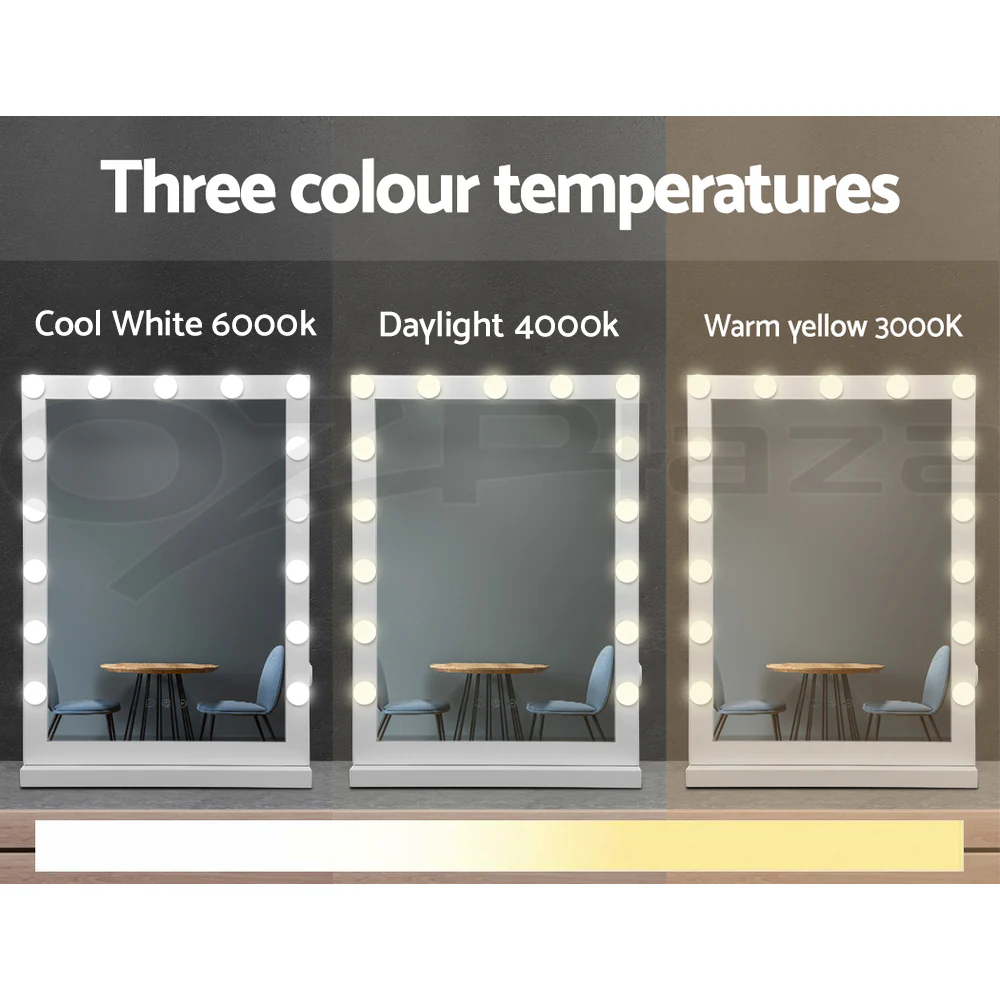 Hollywood Makeup Mirror With Light 15 LED Bulbs Vanity Lighted Stand - Nurns