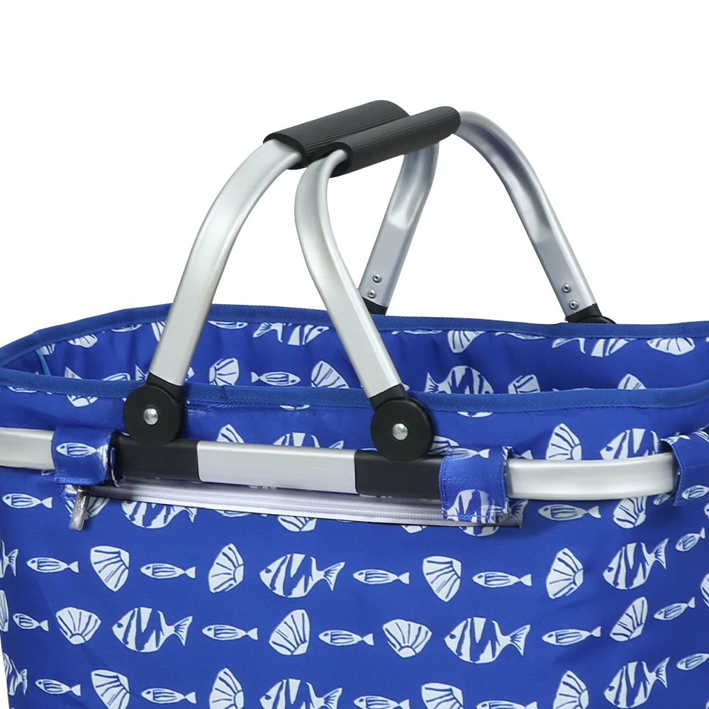 Picnic Bag Basket FoldingHamper Camping Hiking Insulated - Nurns