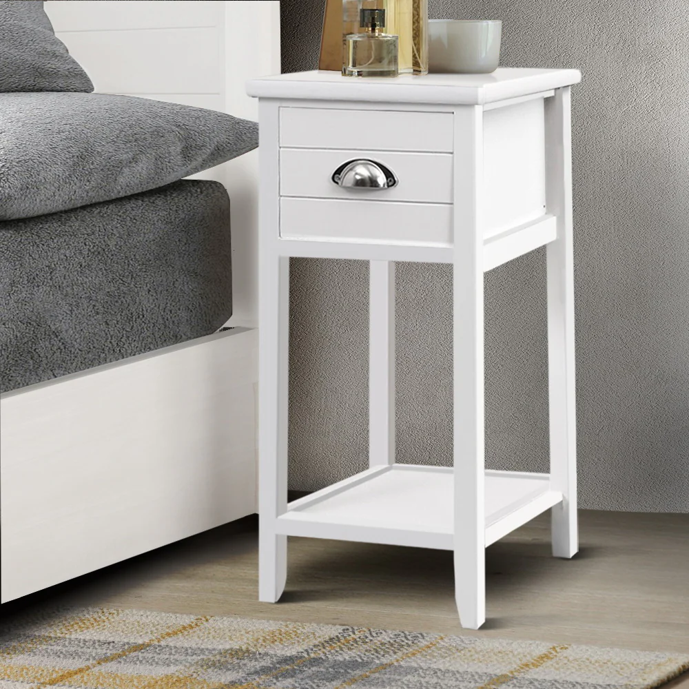 Miramichi Wooden Bedside Tables Nightstand Storage Cabinet Lamp Side Shelf - White - Nurns