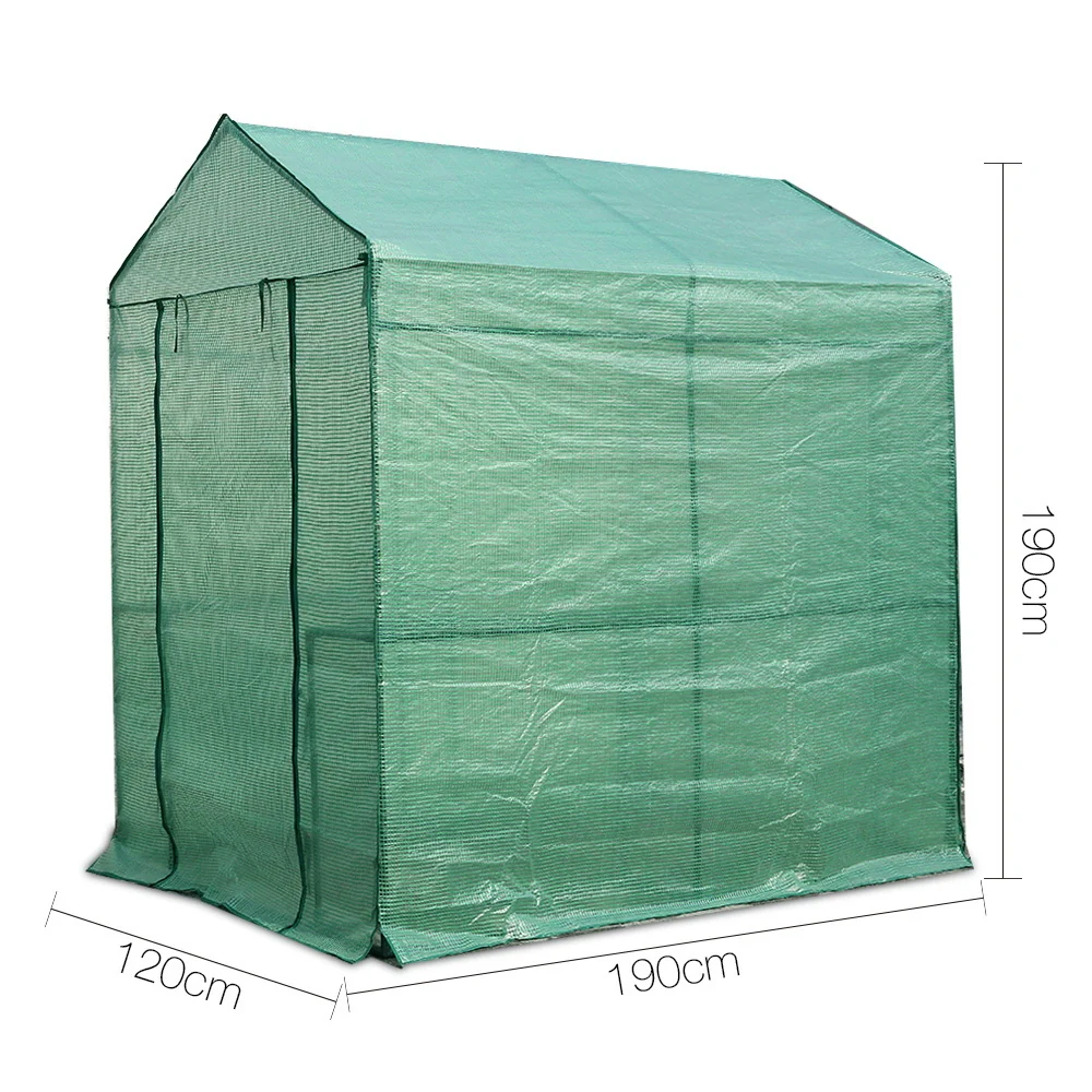 Greenfingers Greenhouse 1.2x1.9x1.9M Walk in Green House Tunnel Plant Garden Shed 4 Shelves - Nurns