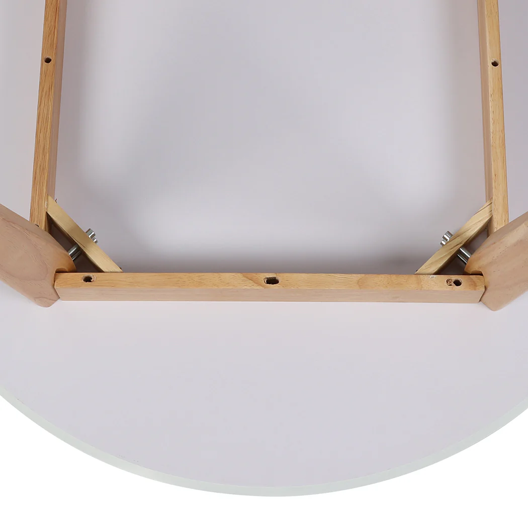 Dining Table Round Rubberwood Base 100cm - White - Nurns