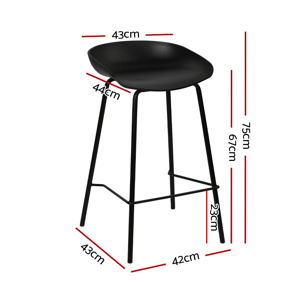 Set of 2 Koropi Metal Bar Stools - Black - Nurns