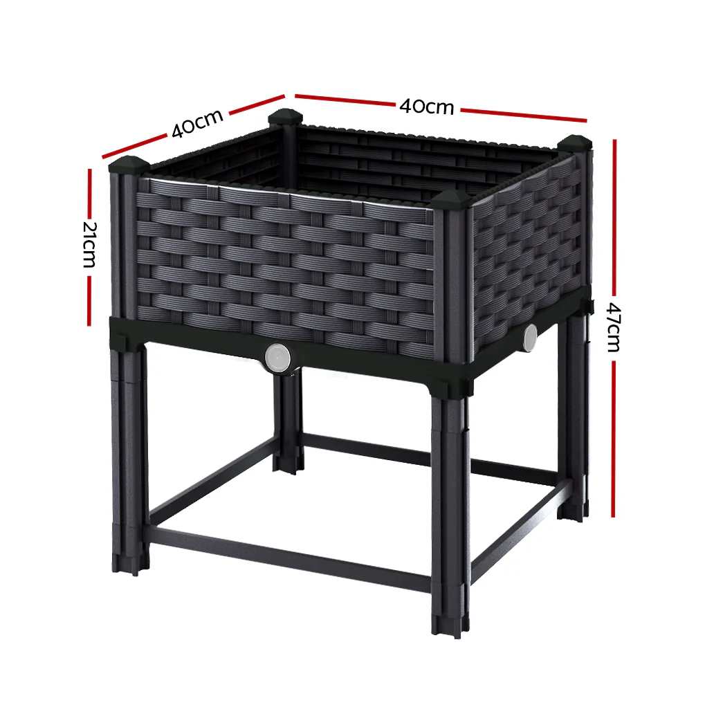 Garden Bed 40x40x23cm PP Planter Box Raised Container Growing Herb - Nurns