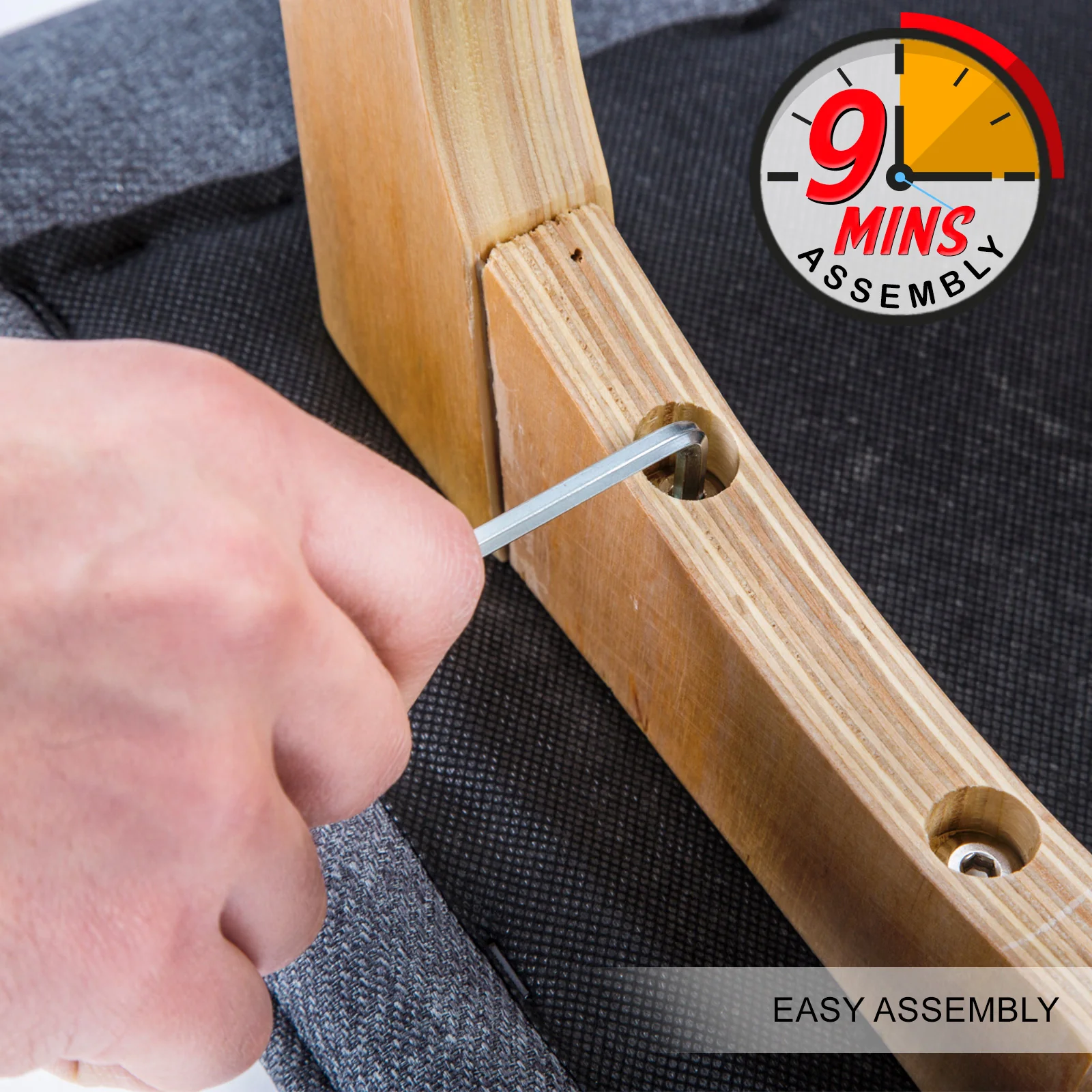 Set of 2 Birmingham Wooden Bar Stool Dining Chair Fabric - Grey - Nurns