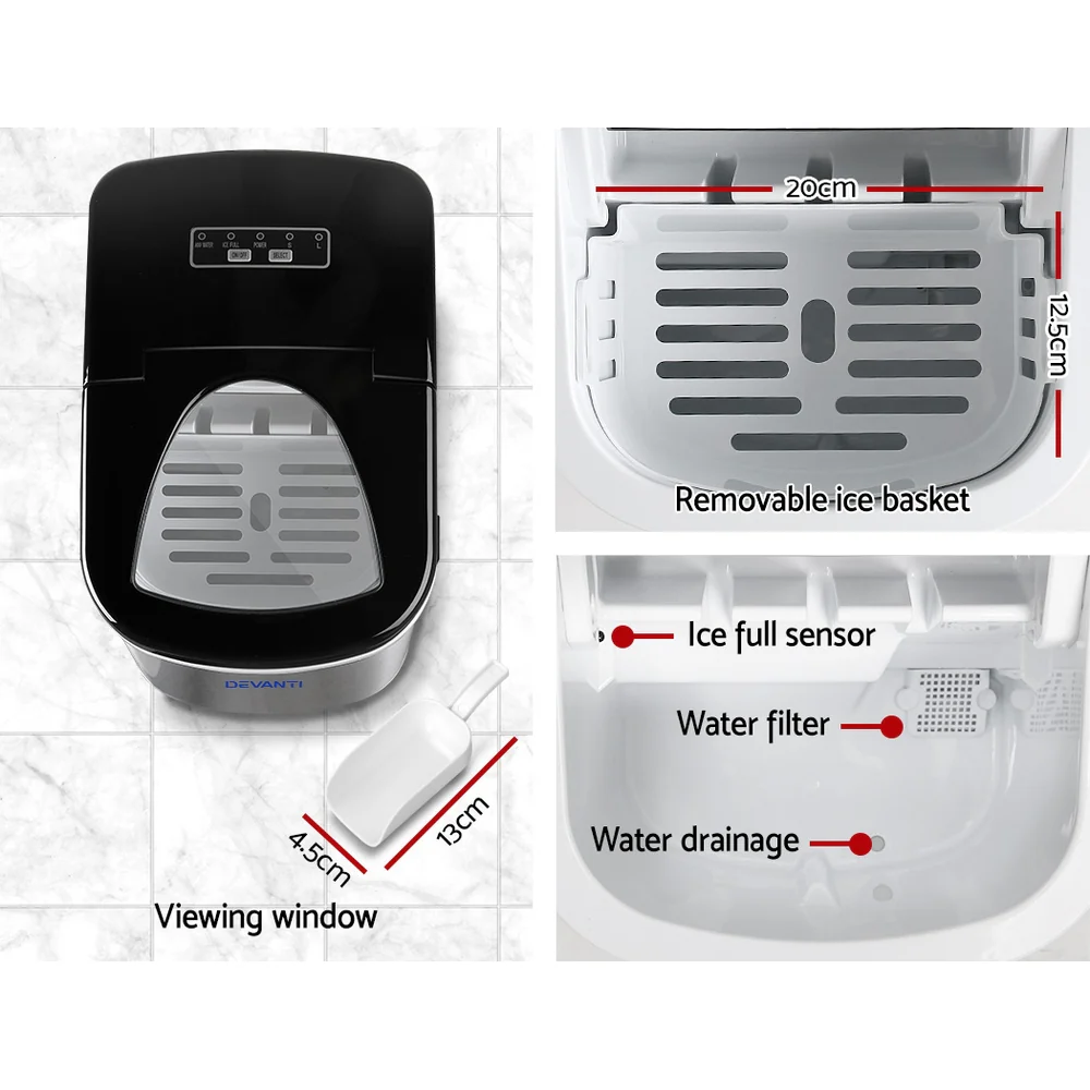 Devanti 2.4L Stainless Steel Portable Ice Cube Maker - Nurns