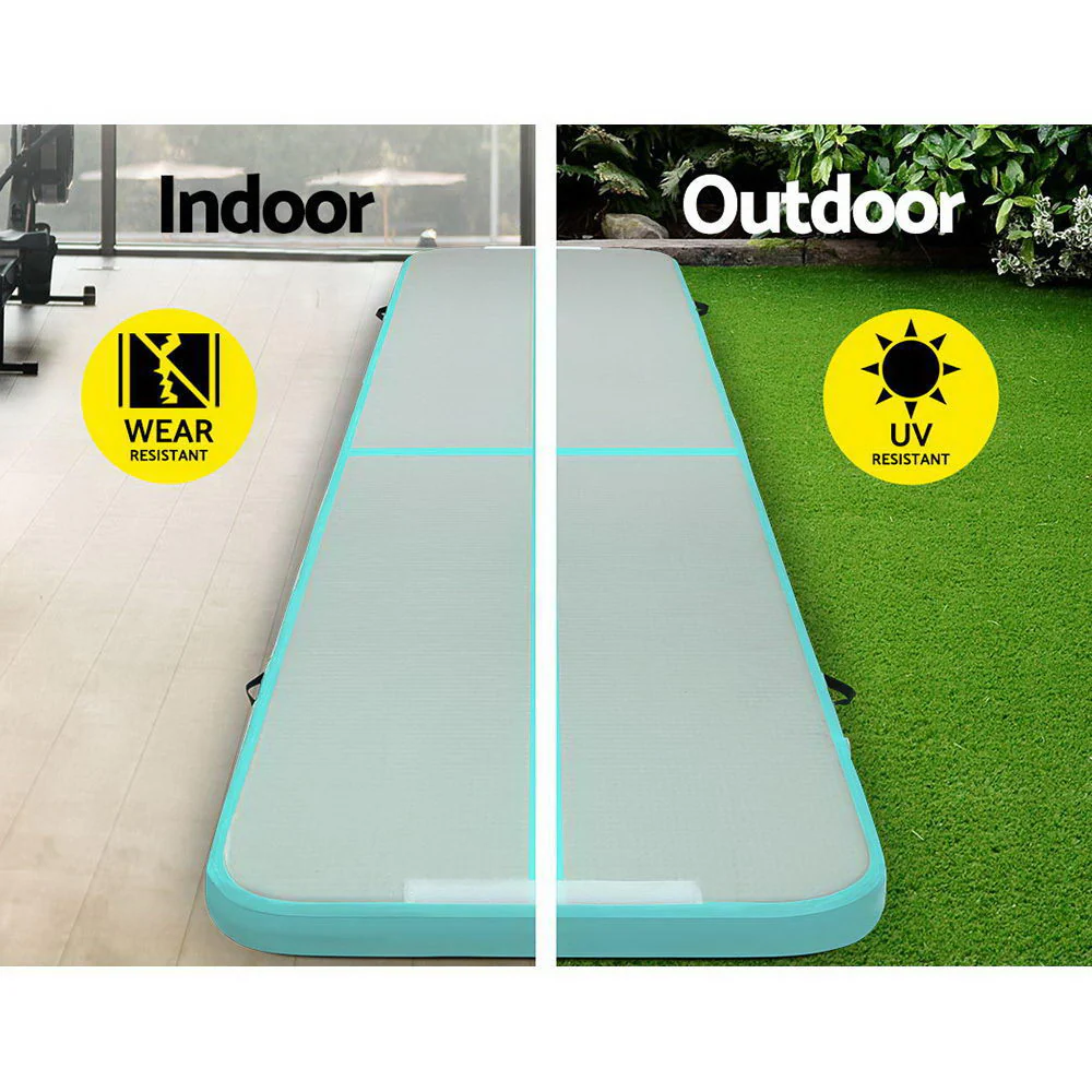 Everfit GoFun 5X1M Inflatable Air Track Mat Tumbling Floor Home Gymnastics Green - Nurns