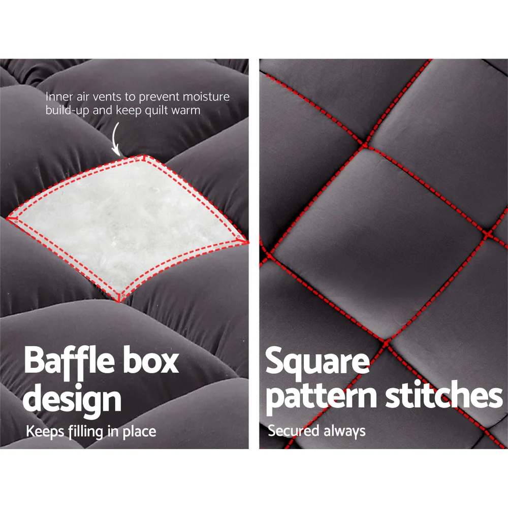 Double Giselle Bedding Mattress Topper Pillowtop Bamboo Charcoal - Nurns