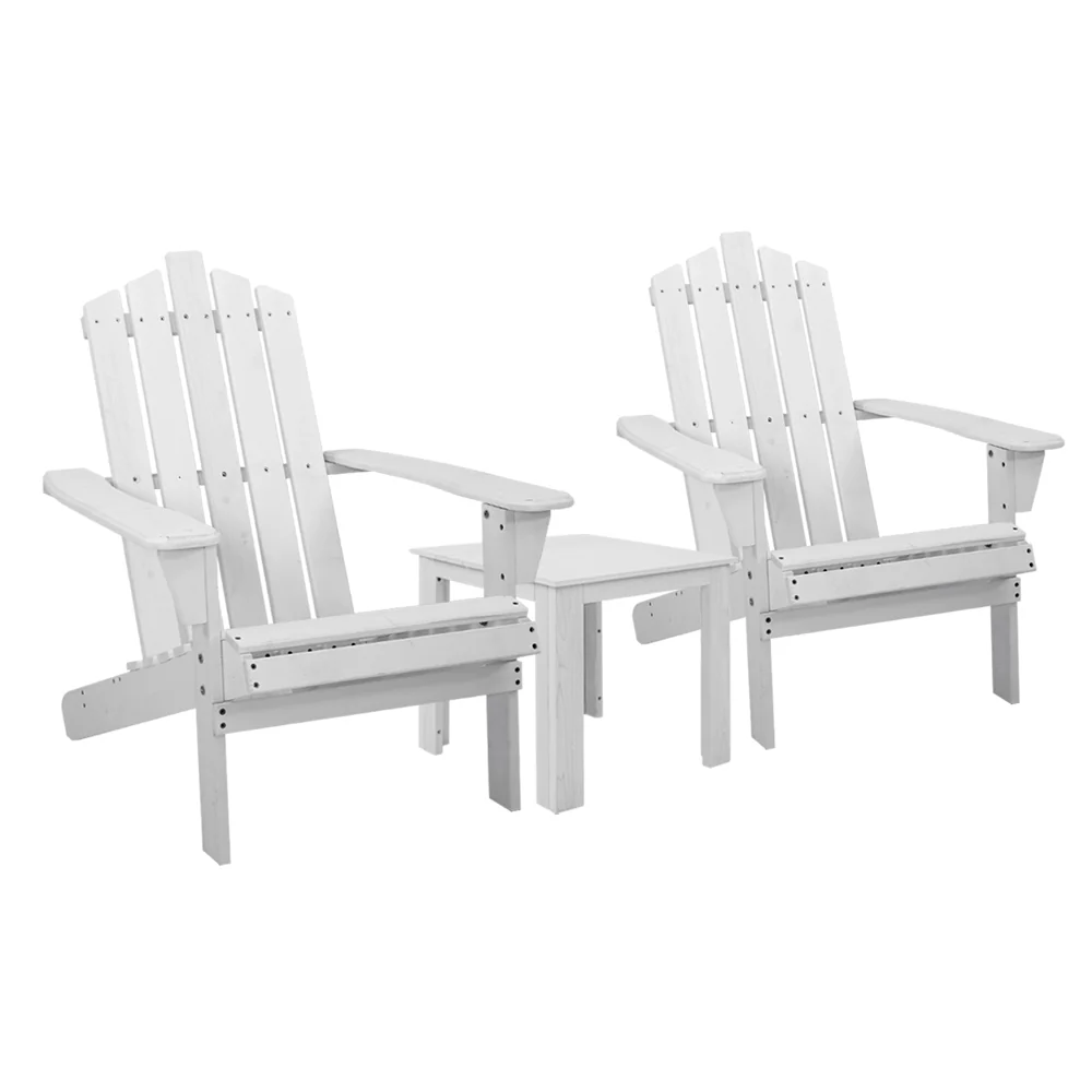 Adirondack Gardeon 3PC Outdoor Table and Chairs Wooden Beach Chair - Nurns