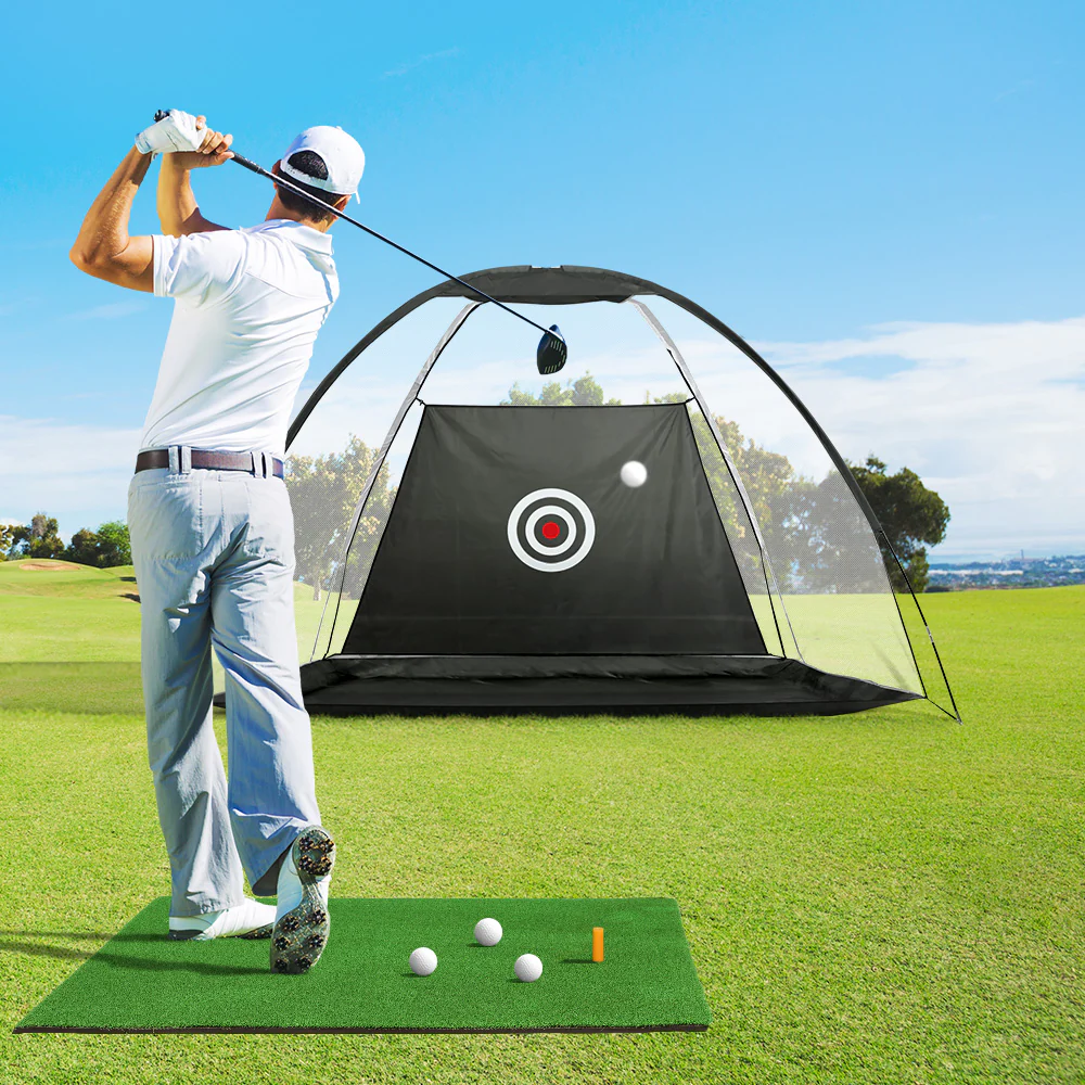 Everfit 3M Golf Practice Net And Training Mat Set Driving Target Black - Nurns