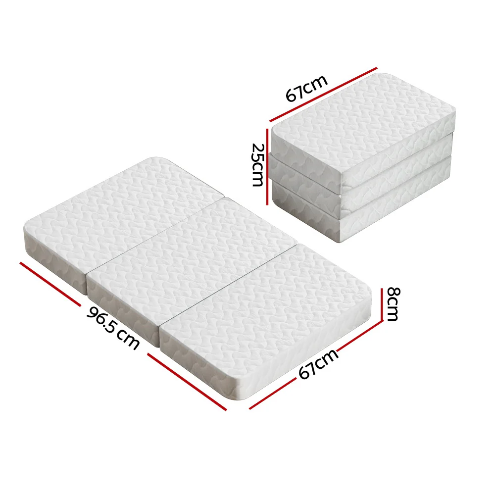 Aubrey 8cm Foldable Mattress Portacot Foam Mattresses Travel Cot Baby Bamboo Cover - Cot - Nurns