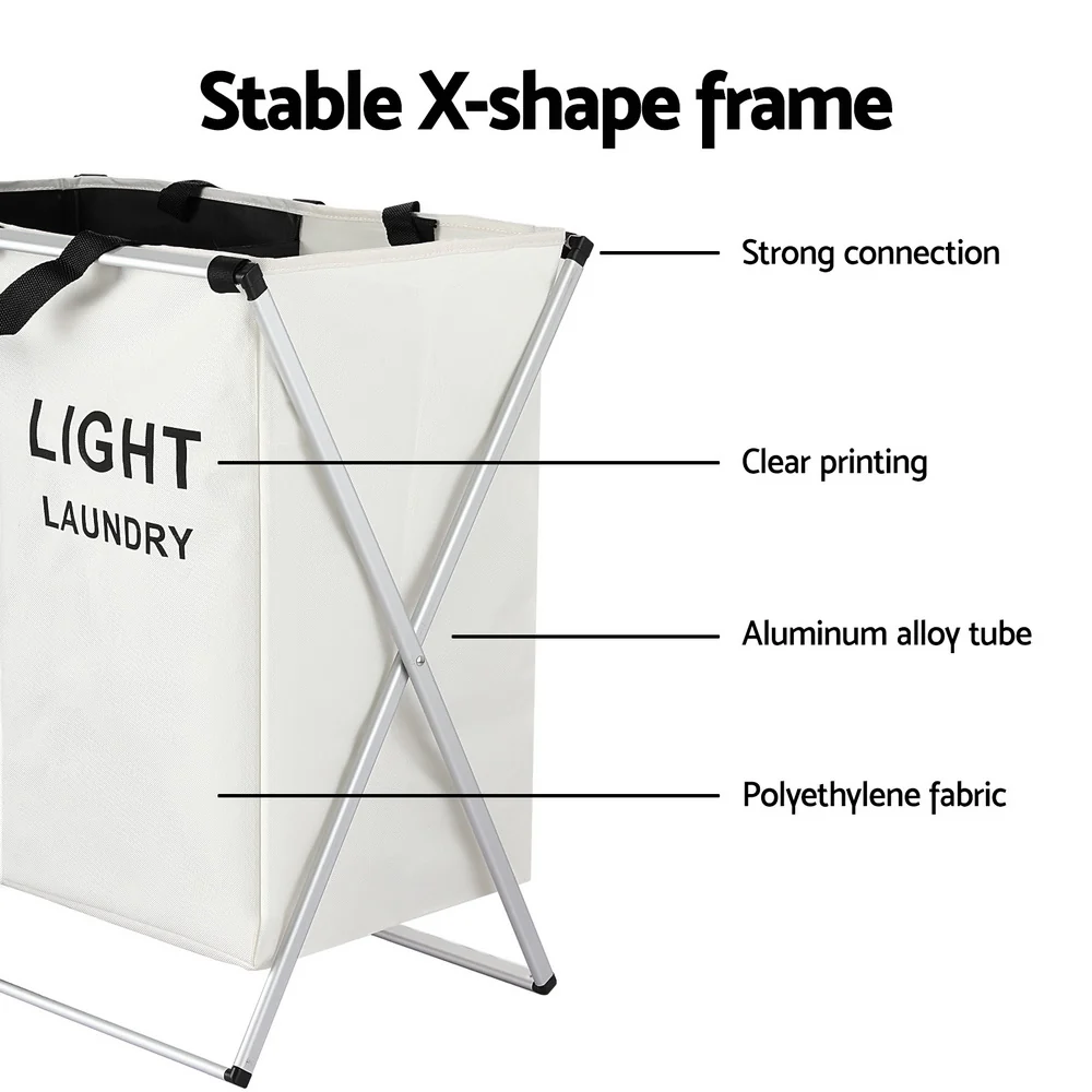 Laundry Basket Hamper Large Foldable Washing Clothes Storage 2 Sections - Nurns