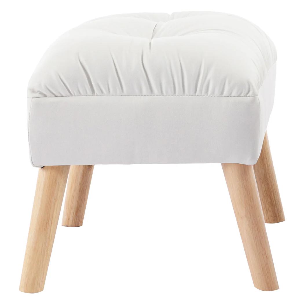 Accent Ottoman Chair Footstool - Cream - Nurns