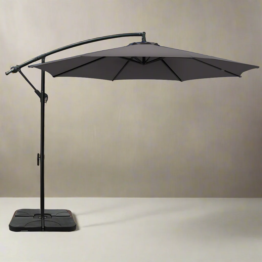 Instahut 3m Umbrella w/Base Outdoor Cantilever Beach Garden Patio Parasol Charcoal - Nurns