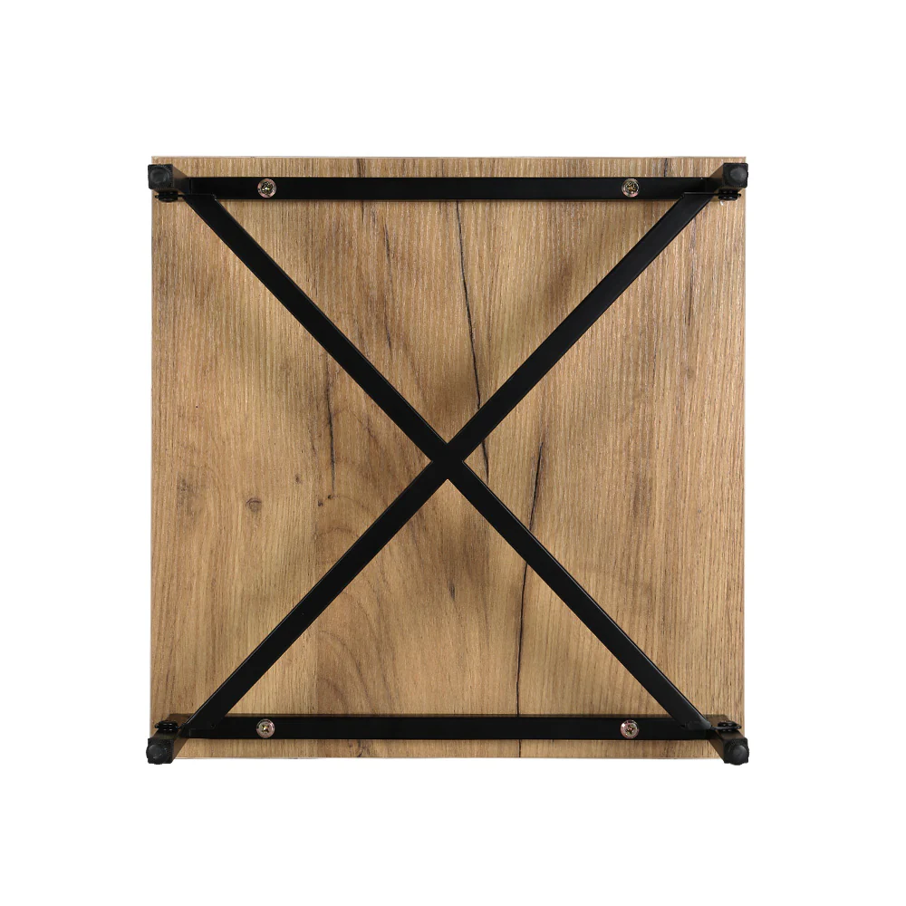 Edmonton Wooden Bedside Tables Shelf Side Nightstand Storage Bedroom - Rust Oak - Nurns