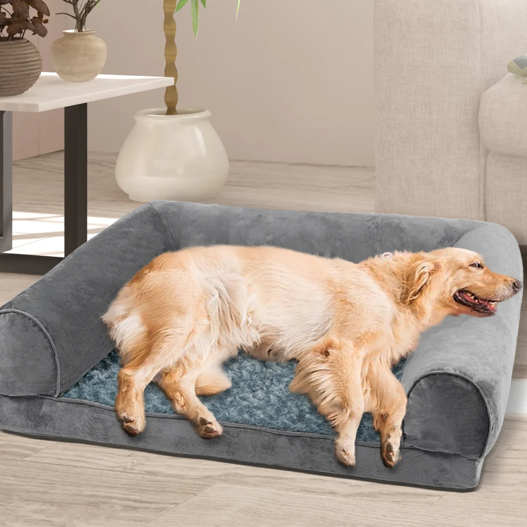 LARGE Dog Beds Pet Sofa Bedding Soft Warm - Grey - Nurns